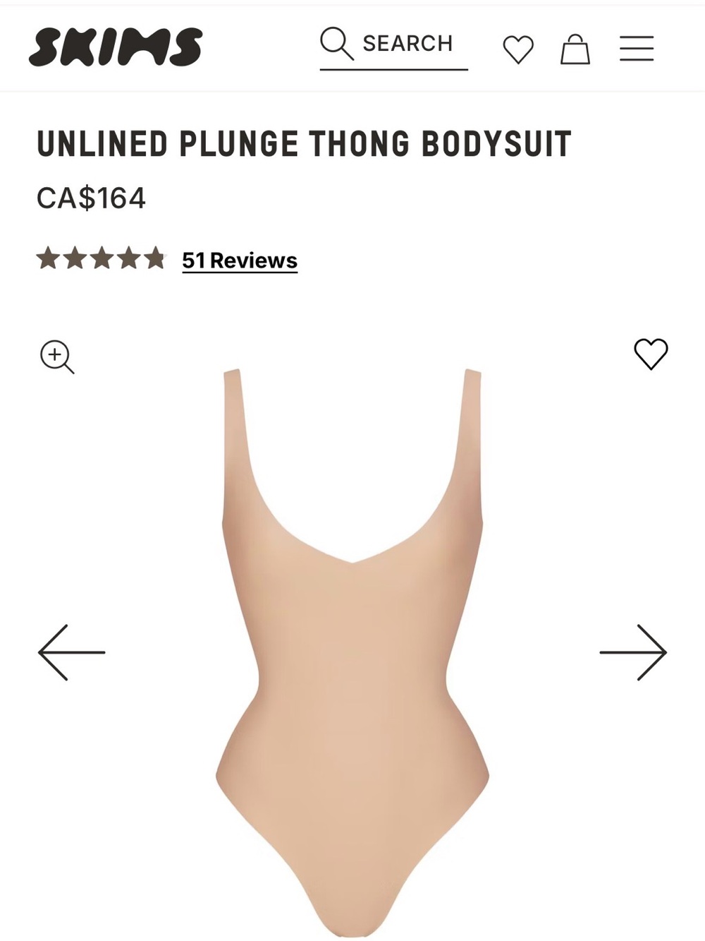 Never worn size M plunged neckline SKIMS.
